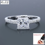 Maudie Real Moissanite Diamond Ring princess cut 1.2ct 6*6mm S925 Sterling Silver Super White Ring W