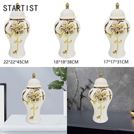STARTIST Ceramic Ginger Jar Ginger Vase with Lid Collection Ceramic Flower Vase for