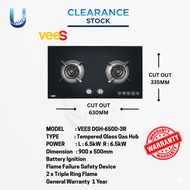 VEES CLEARANCE SET TRIPLE RING DOUBLE BURNER GAS HOB - DGH-6500-3R