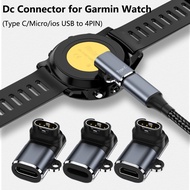 USB to 4pin Type C/Micro/IOS Charger Adapter Connector for Garmin Fenix 7/6/5/7X/6X/5X/Venu 2 Plus W