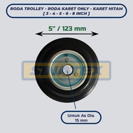 5" Trolley Wheels Trolley Wheels Only Black Rubber Cart Wheels 5 Inch Wheel Only 5 Inch Heavy Duty