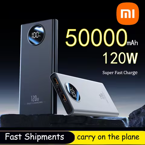 Xiaomi 120W 50000mAh Large Capacity Power Bank Portable Super Fast Charging Power Bank LED Digital D