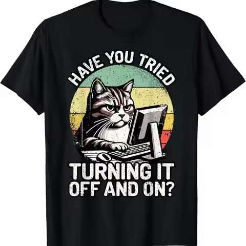 Tech Support Humor I Cat Engineer Computer It Guy T Shirt