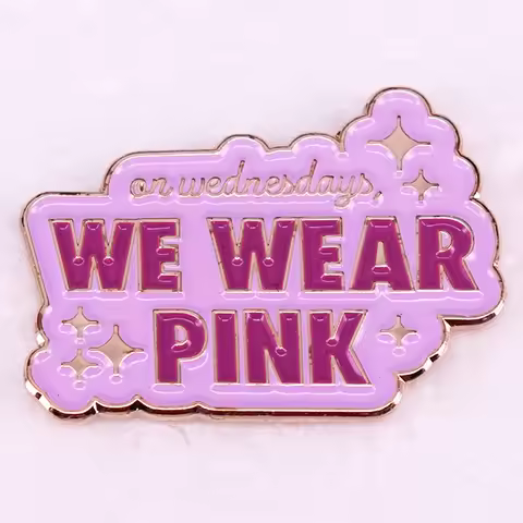 On Wednesdays We Wear Pink Enamel Pin Mean Girls Brooch Badge BFF Jewelry Gifts