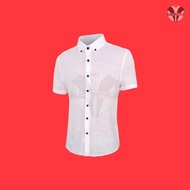 Kemeja Pria Slimfit Tangan Pendek Putih Triset Button ZS-21