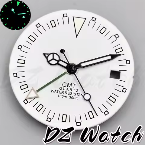 DZ 29mm 515 Quartz Watch Dial Black White Dial With Hands Green Luminous Fit RONDA 515/RONDA 515-24H