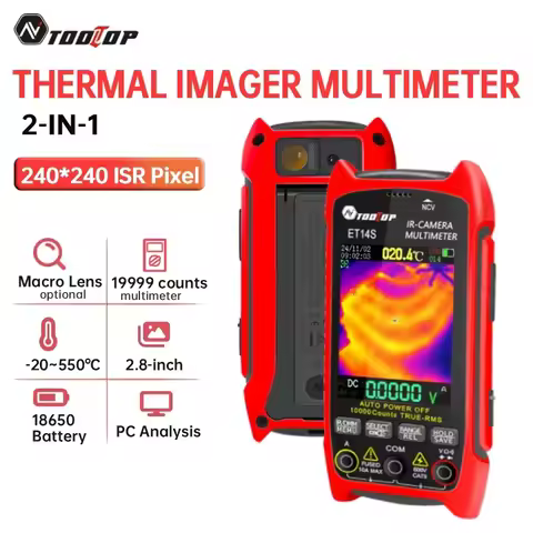 TOOLTOP ET14S Portable Thermal Imaging Camera Multimeter 19999 Counts Automotive Thermal Imager for
