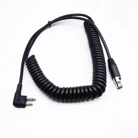 2Pin M Plug for Motorola Walkie Talkie to Mini XLR5 Jack Adapter Coiled Cable for GA Military Aviati