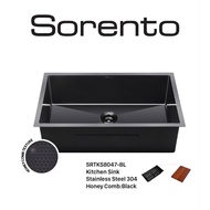Sorento SRTKS8047-BL Kitchen Sink Honey Comb Texture Stainless Steel304 Black With Free Accessories