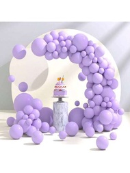 114個淺紫色氣球花環套裝，包括18/12/10/5英寸不同尺寸的乳膠薰衣草色氣球，適用於生日/聖誕/嬰兒派對/糖果樂園派對裝飾