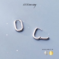 1000earring 925 Sterling Silver Oval Hoop Earrings - Gold/Silver