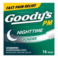 Goody's PM Nighttime Powder, Acetaminophen 500mg, Dissolve Packs For Pain with Sleeplessness, 16 Ind