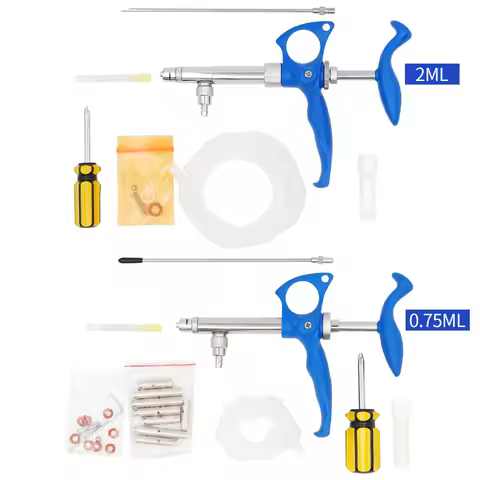 0.75Ml/2Ml Veterinary Continuous Vaccine Syringe Adjustable Quantitative Metal Continuous Syringe Li