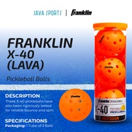 Franklin X-40 Lava Pickleball Ball 3 Pack | Franklin Sports X 40 Lava Pickleballs, Pack of 3