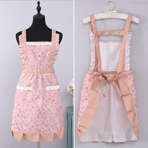 1Pc Kitchen Cooking Canvas Apron Women Oil-Proof Waterproof Adult Waist Fashion Flower Shop Coffee S