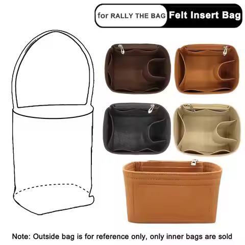 Portable Felt Bucket Bag Insert Bag Multi-Pocket Mini Bag Organizer Handbag Linner Bag for Rally Mov