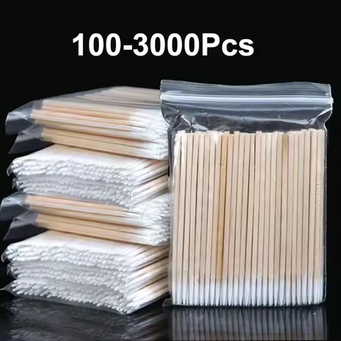 100-3000 Nails Wood Cotton Swab Clean Sticks Nail Polish Remover Art Tool Wooden Cotton Head Manicur