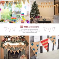 MEIHUAA Burlap Pennant Banner, 4. Length 15 Pack Jute Hessian Flag Garland, Vintage Triangular Shape
