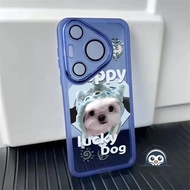 Cute White Hat Dog Phone Case For OPPO A17 A16 A16S A16K A16E A15 A15S A12 Reno 8T 8Z 7Z 6Z 5Z 5F 4F