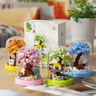 Hiasan Bunga Kreatif DIY lego flower Blok bangunan rumah pokok bunga sakura yang dipasang pada musim