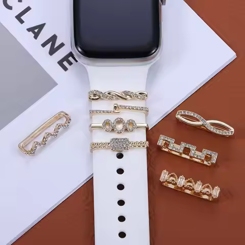 Diamond Metal Wristbelt Charms Decorative Ring For Apple Watch Band Ornament Smart Watch Strap Acces