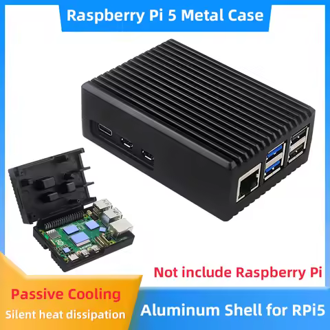 Raspberry Pi 5 Aluminum Case Armored Shell Silent Passive Cooling Shell Fin Heat Disspation Case for