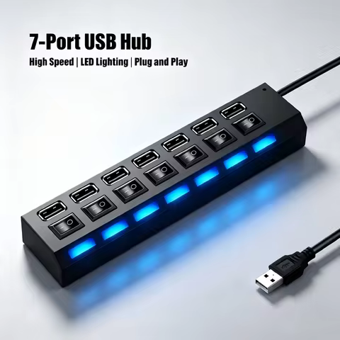 Switch Extension Hub 7-port USB2.0 Hub Computer USB Extension Hub One Drag Seven USB2.0 Splitter PC 