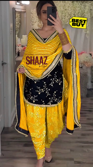 Designer Party Wear Look Top Dhoti Salwar and Dupatta