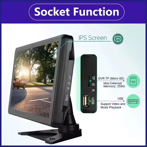 10.1 Inch Touch Screen 4 Ch Split Screen Car MP5 DVR Monitor with BT FM 170°AHD 1080P Camera Can Swi