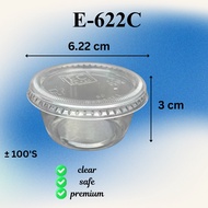 2oz Round Container with Lids (±100pcs）EC E622C Disposable Plastic Pet Food Container / Bekas Sos 50
