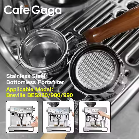 58mm Coffee Bottomless Portafilter For Breville 9 Series BES920 980 990 Stainless Steel Barista Tool