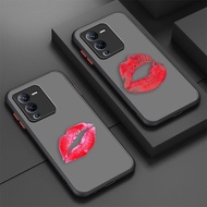 Matte Phone Case Skin Feeling Sexy Red Lips Kiss For Vivo S1 S5 S6 S9 S9E T1 Z1 Z6 V11I V5 V23E V20SE X21UD X70 X60 PRO PLUS 5G Y91 Y93 Y91C IQOO5 IQOO7 IQOO NEO3  NEO5