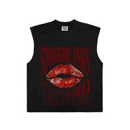 T-Shirt Strawberry Kisses Shirt Boxy Fit Oversized Tshirt Star White Relaxing Combed Printing Vest S