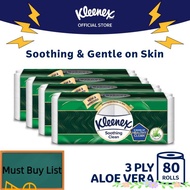 ⭐Daily use⭐ ❅Kleenex Bath Tissue Toilet Tissue Paper Clean Care Aloe - 3Ply (20 Rolls x 4 packs)♟