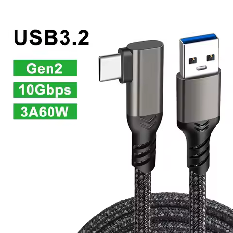 Type C VR Link Cable USB C Data Cable USB3.2 Gen 2 10Gbps 3A 60W Fast Charging 90 Degree Elbow Gamin