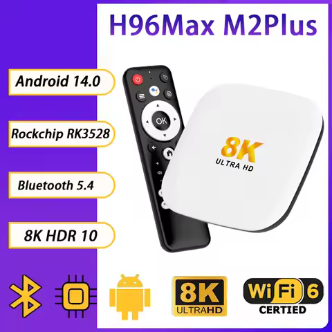 H96Max M2Plus Android14 Smart TV Box Rockchip RK3528 4GB 32GB/128GB BT5.4 8K 100M/Lan Media Play M2P
