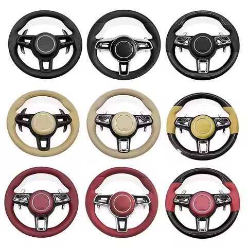 Genuine Leather Steering Wheel For Porsches 911 996 Cayenne 958 718 Boxster 918 987 991 992 Cayman M