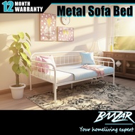 𝐁𝐌𝐙𝐀𝐑 𝙄𝙣 𝙎𝙩𝙤𝙘𝙠 Heavy Duty Metal Bed Daybed Sofa Bed Queen Bed Daybed Katil Bujang(Black/White)