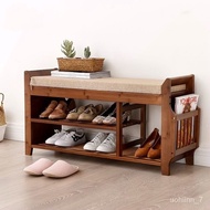 HY-# European-Style Entrance Shoe Changing Stool Bamboo Shoe-Wearing Stool Shoe Rack Solid Wood Shoe Cabinet Modern Simp