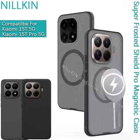 Nillkin For Xiaomi 15T Mi 15T Pro Case Super Frosted Shield Cleart black Magnetic shockproof protect