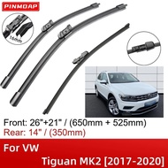 For VW Tiguan MK2 2017-2020 26"+21"+14" Front Rear Wiper Blades Brushes Cutter Accessories 2017 2018