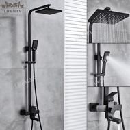 [SG]Stainless Black Series Rain Shower Set Bathroom Home RainFall Shower Full Set with Storage Shelf with Shower head