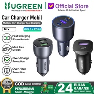 Car Charger Ugreen 30W 75W 130W Car Charger with 3 ports Black Server Car