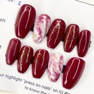 Marble RED Press on Nails / Fake Nails / Fake Nails / Wedding Nails