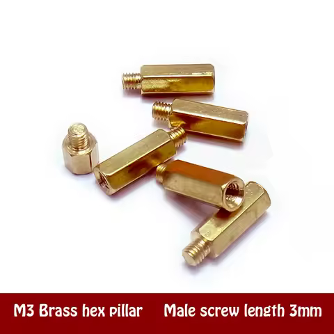 M3 Brass Standoff copper spacer brass female male pillars copper spacer 4-12mm + 3mm short male thre