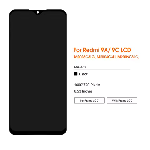 6.53"For Xiaomi Redmi 9A 9C 9 LCD display Touch Screen Digitizer Assembly For Redmi 9C M2006C3MG, M2