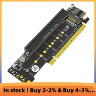 Dual NVMe PCIe Adapter, PCIe 4.0 X16 to Dual NVMe & 1x More PCIe X16 (X8 Signal) Adapter for M.2 NVM