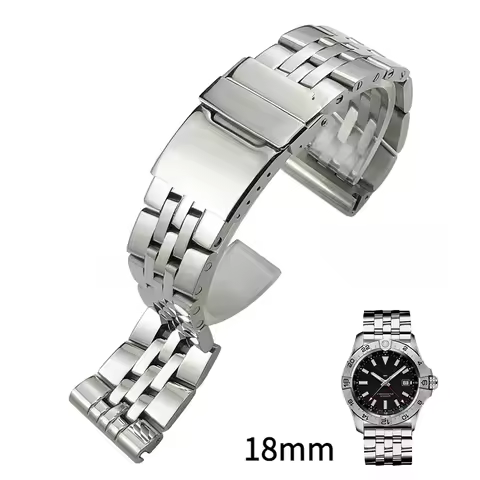 18mm 316L stainless steel watchband fit for bib Avenger Navitimer Superocean Tissot metal waterproof
