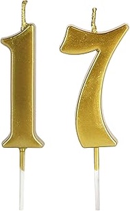 Gold 17th & 71st Number Birthday Candles for Cake Topper, Number 17 71 Glitter Premium Candle Party 