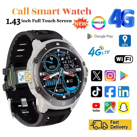 G15 Pro New Smart Watch 1.43" AMOLED Display 4G SIM Support & Video Calling WiFi+GPS Dual Positionin